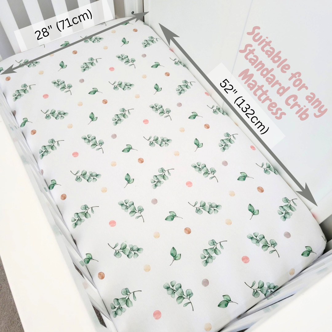 Evinture Fitted Crib Sheets | 100% Jersey Cotton 2-Pack | 150 GSM | 28" x 52" x 8" | Ultra Soft Baby Crib Sheets for Crib Mattress (Ecalyptus & Rainbow)