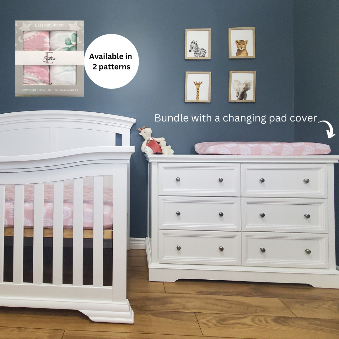 Evinture Fitted Crib Sheets | 100% Jersey Cotton 2-Pack | 150 GSM | 28" x 52" x 8" | Ultra Soft Baby Crib Sheets for Crib Mattress (Ecalyptus & Rainbow)