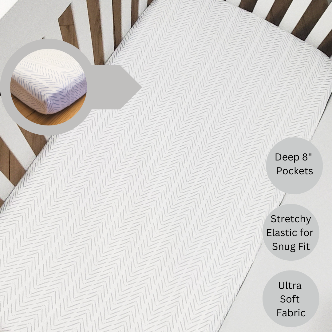 Evinture Fitted Crib Sheets | 100% Jersey Cotton 2-Pack | 150 GSM | 28" x 52" x 8" | Ultra Soft Baby Crib Sheets for Crib Mattress (Ecalyptus & Rainbow)